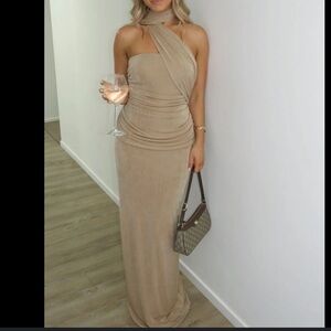 Elegant Tan Maxi Dress